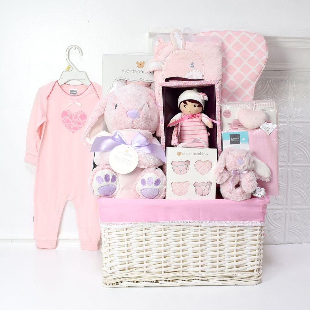 Baby Girl Gift Basket with Bunny – how the gift is presented