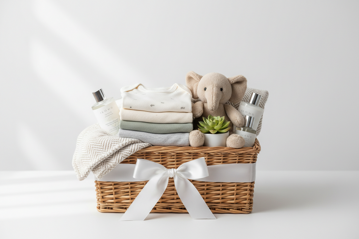 Professionally presented baby gift for corporate newborn gifting