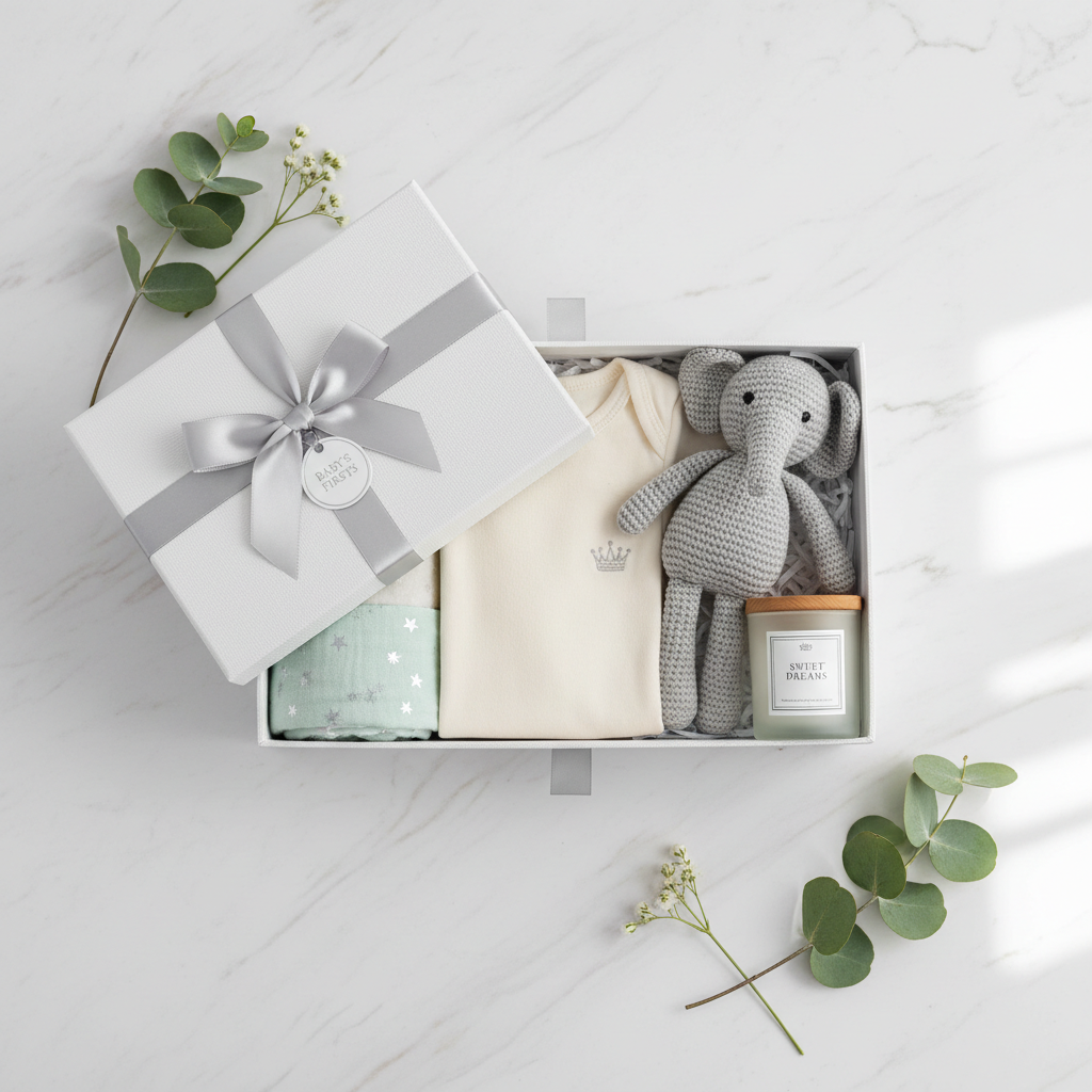 Professionally presented baby gift for corporate newborn gifting