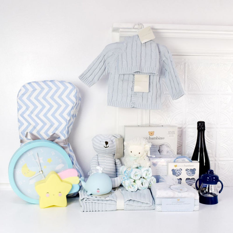 DELUXE ELEGANT BABY BOY GIFT BASKET, baby boy gift hamper, newborns, new parents
