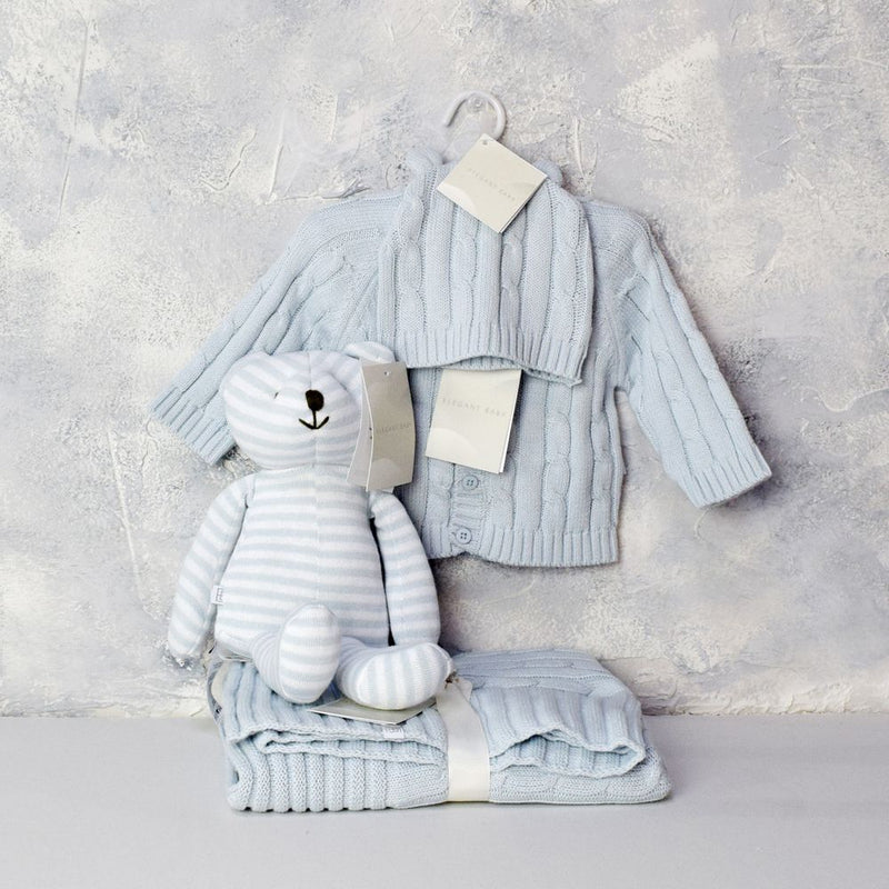 ELEGANT BOY BUNNY TOY GIFT SET, baby boy gift hamper, newborns, new parents
