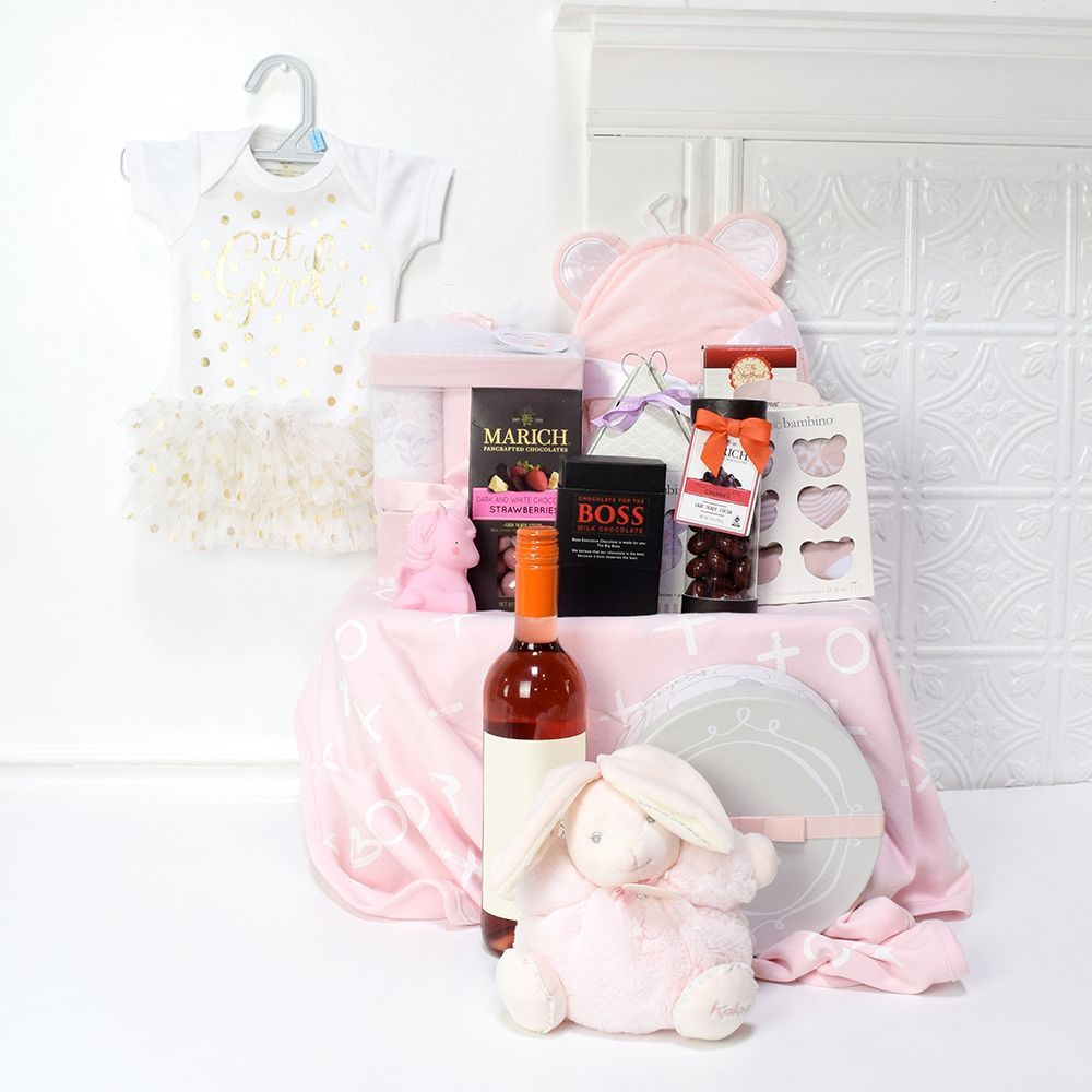 Pamper Mommy & Daughter Gift Set, baby gift baskets, baby boy, baby gift, new parent, baby, champagne
