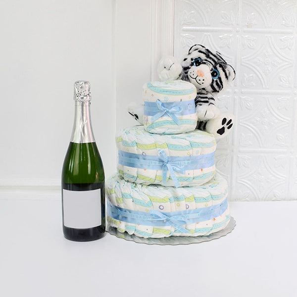 Plush & Perfect Baby Gift Set with Champagne, baby gift baskets, champagne gift baskets