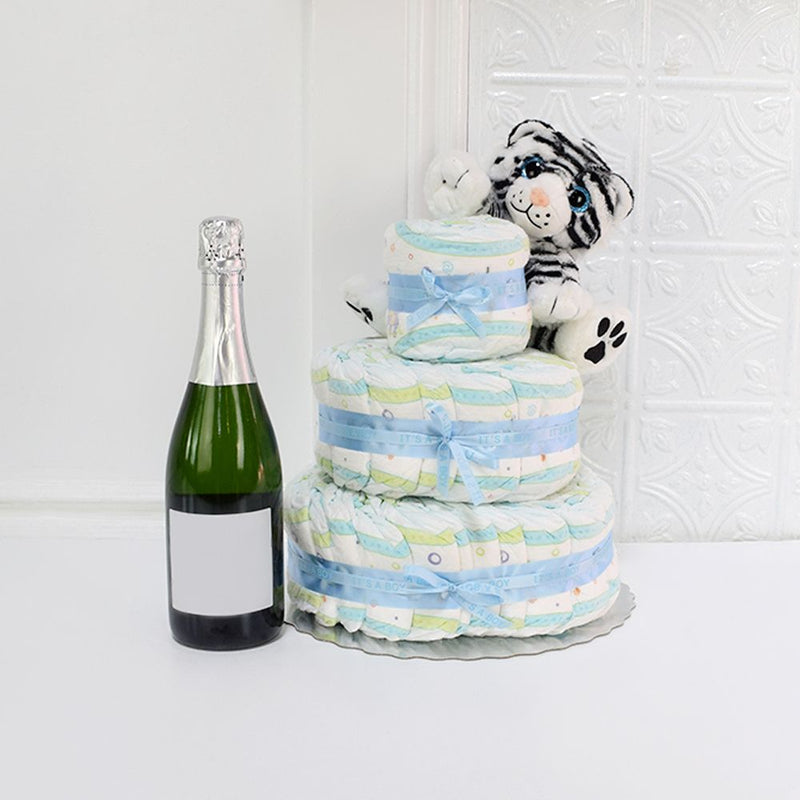 Plush & Perfect Baby Gift Set with Champagne, baby gift baskets, champagne gift baskets