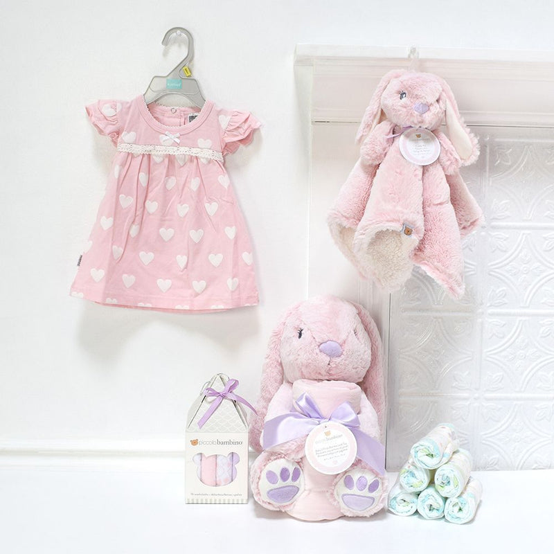 Pink Bunny Gift Basket, baby gift baskets, baby boy, baby gift, new parent, baby