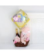 "Welcome Home" Pretty Girl Gift Basket With Champagne